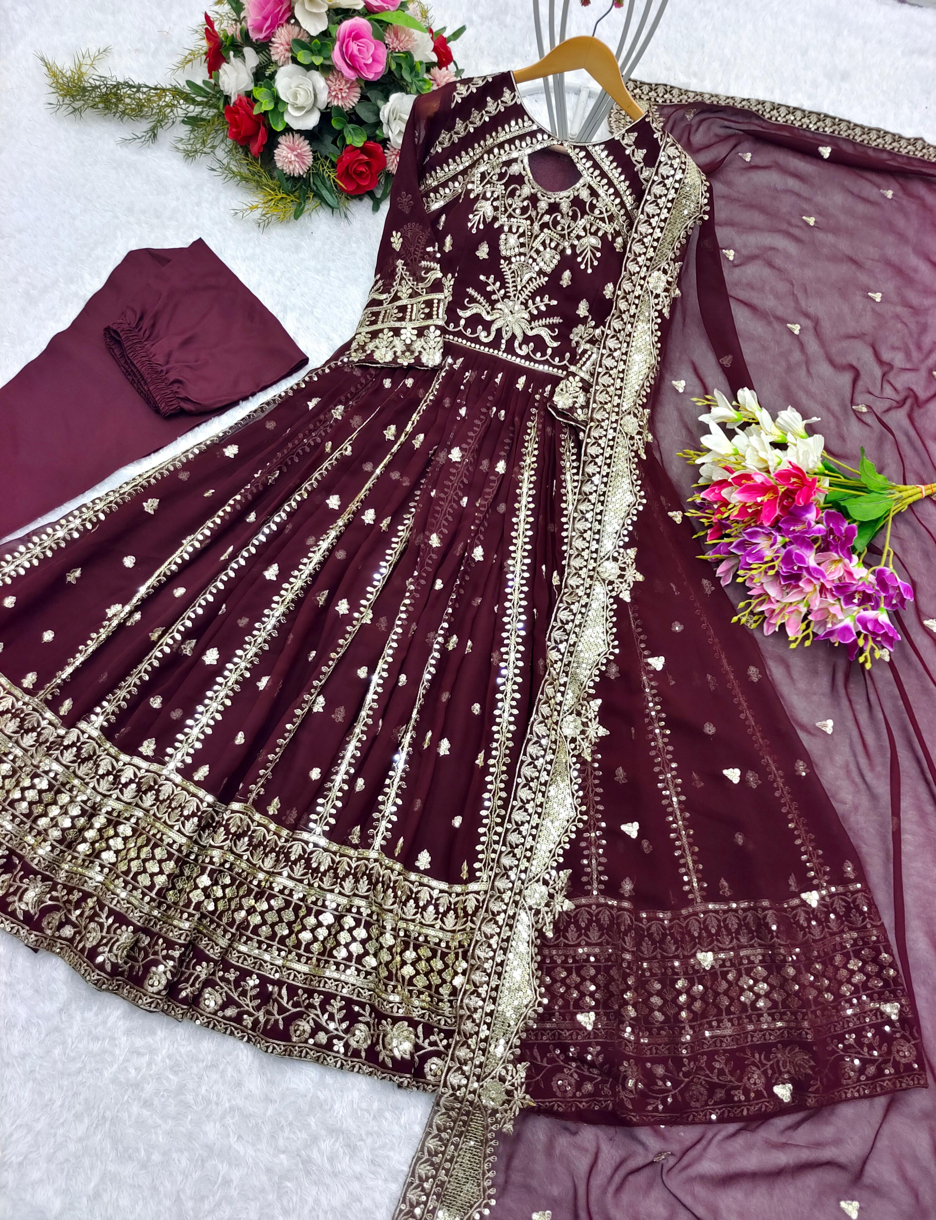 DESIGNER PARTY WEAR GOWN WITH BOTTOM AND DUPATTA SET