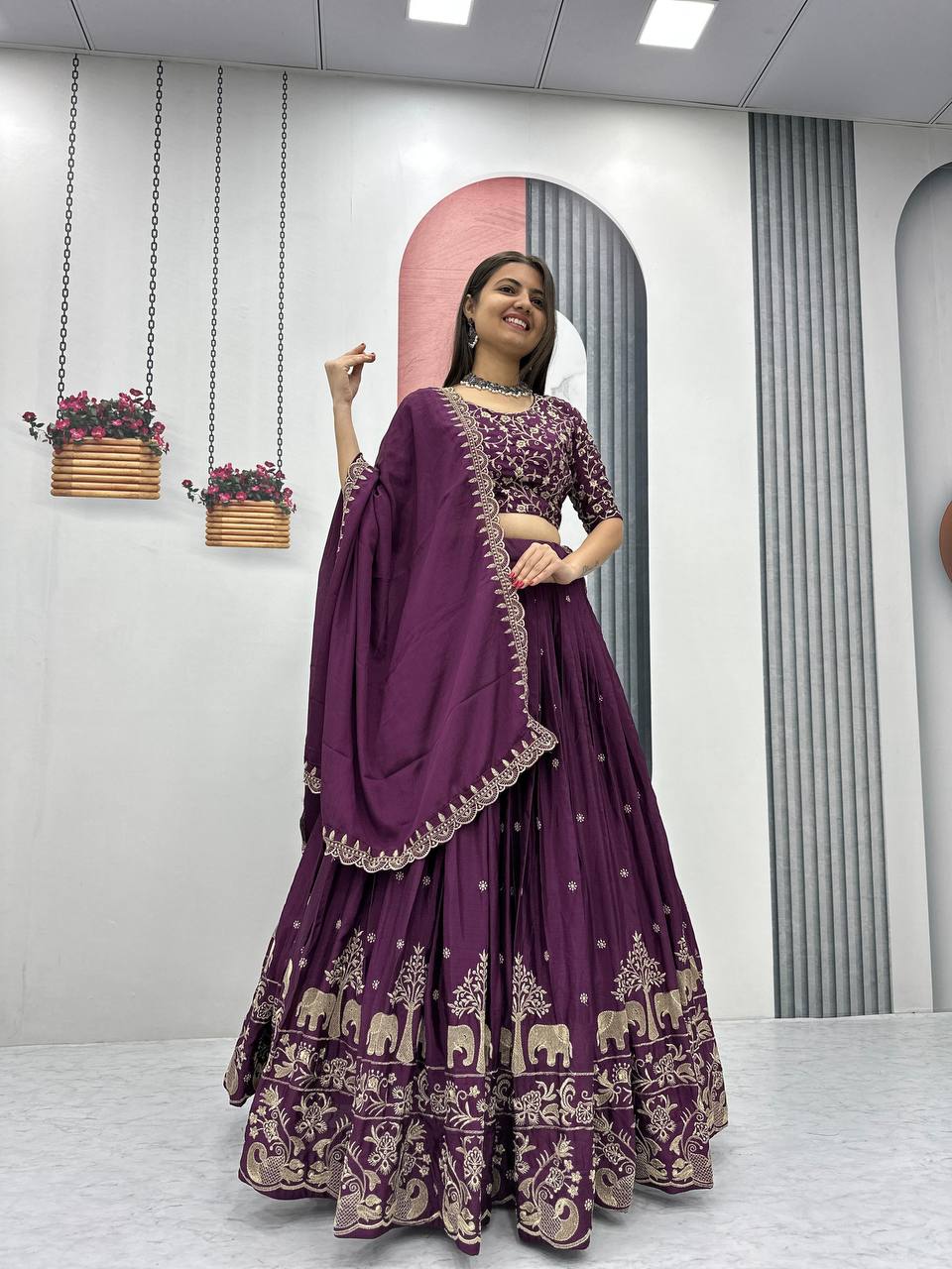 Embroidered Semi Stitched Lehenga Choli