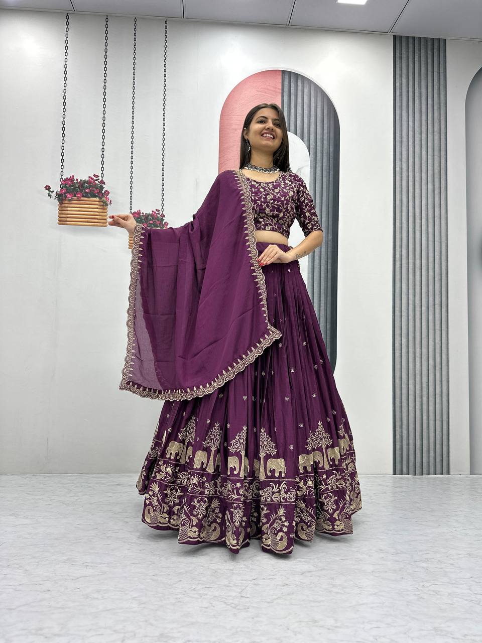 Embroidered Semi Stitched Lehenga Choli