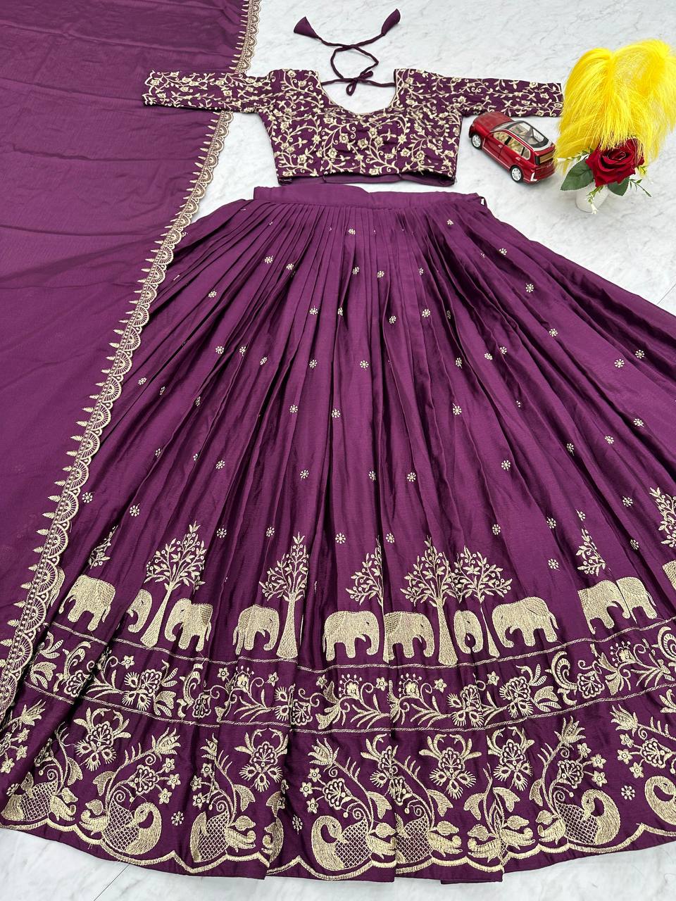 Embroidered Semi Stitched Lehenga Choli