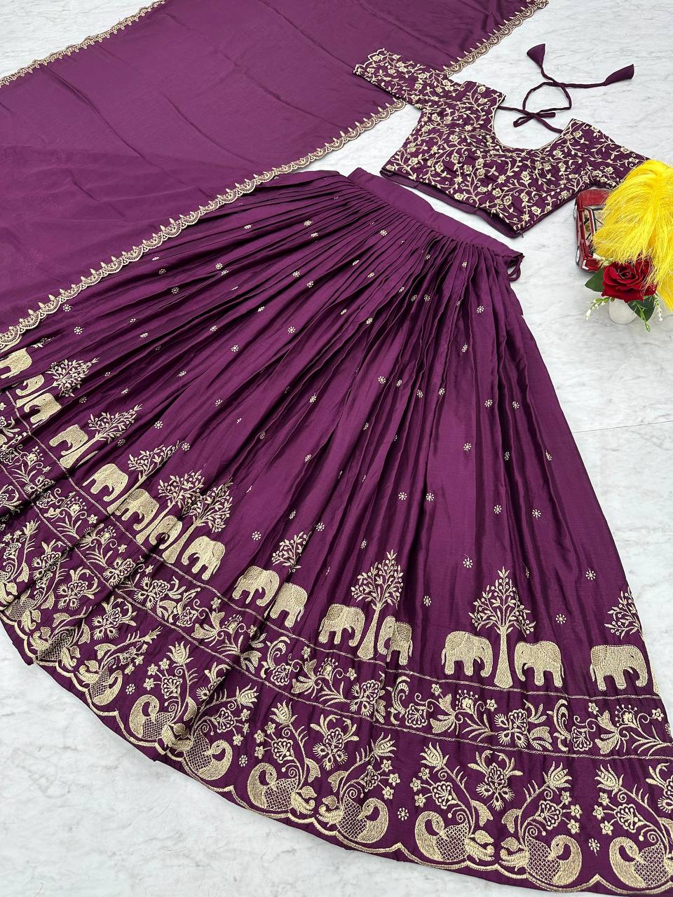 Embroidered Semi Stitched Lehenga Choli