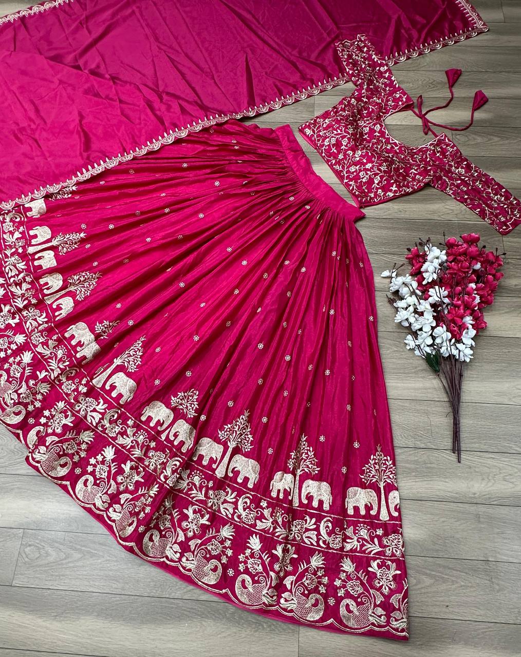 Embroidered Semi Stitched Lehenga Choli