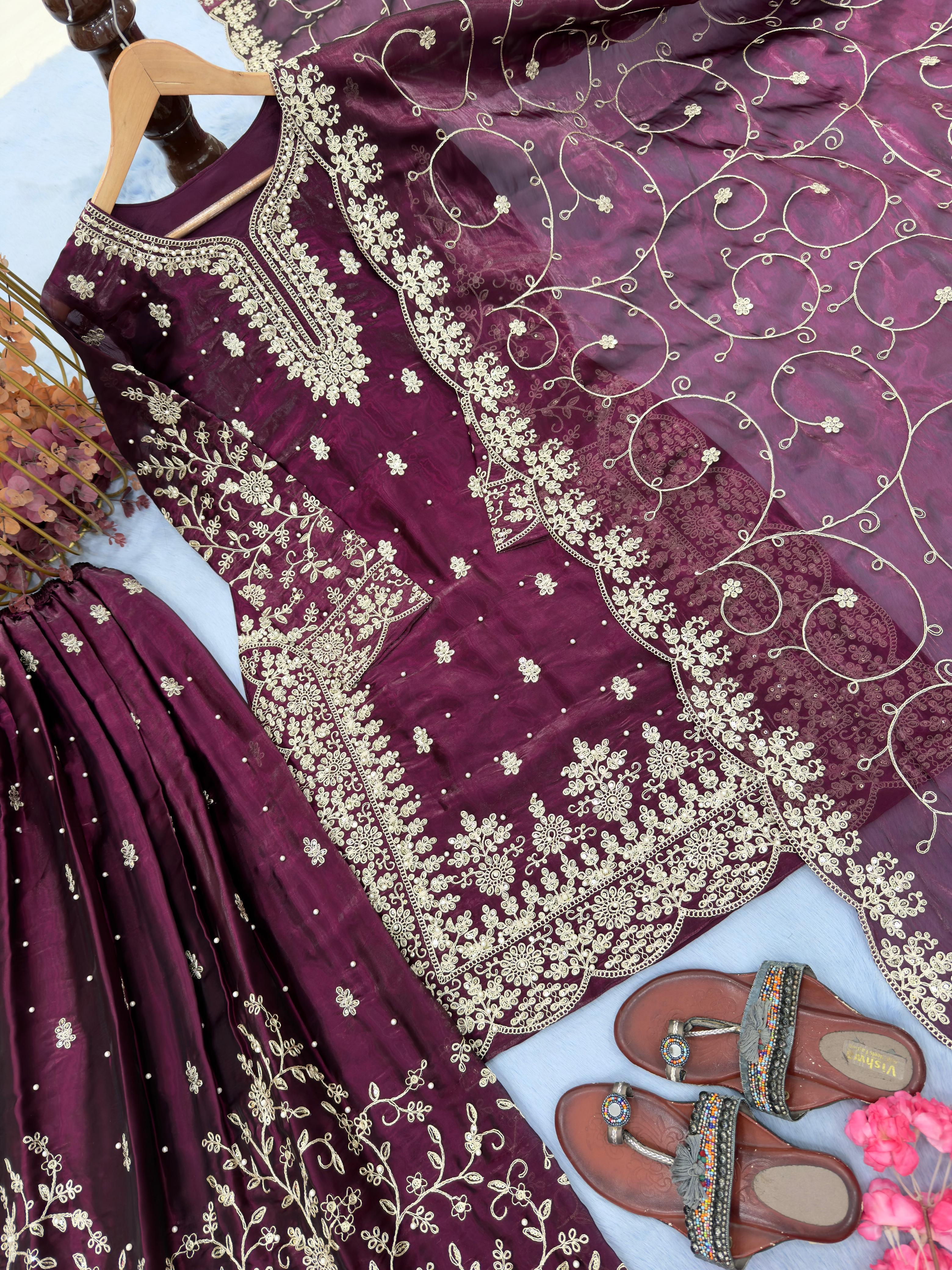 SHAFNUFAB WOMEN'S Art Silk FullStiched