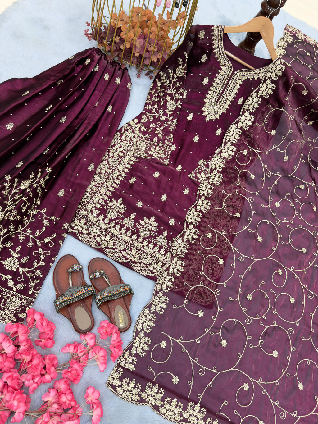 SHAFNUFAB WOMEN'S Art Silk FullStiched