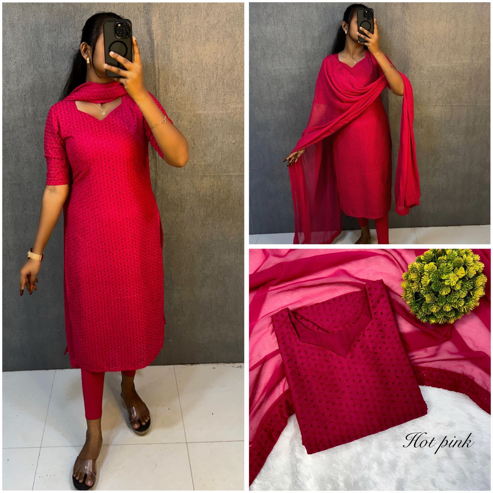 Designer Wine Cotton Embroidered Kurti Set with Dupatta for Women |