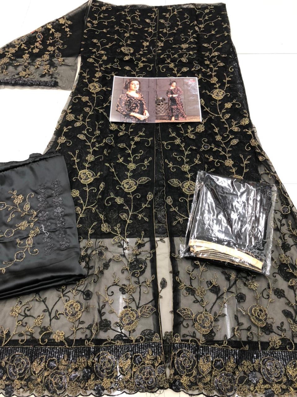 KANAKFAB Women's Net Semi Stitched Pakistani Salwar Suit ( Free Size)