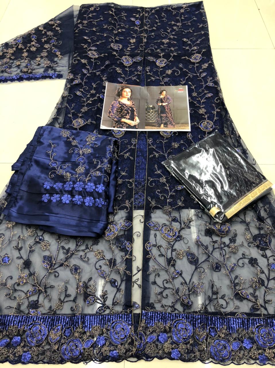 KANAKFAB Women's Net Semi Stitched Pakistani Salwar Suit ( Free Size)