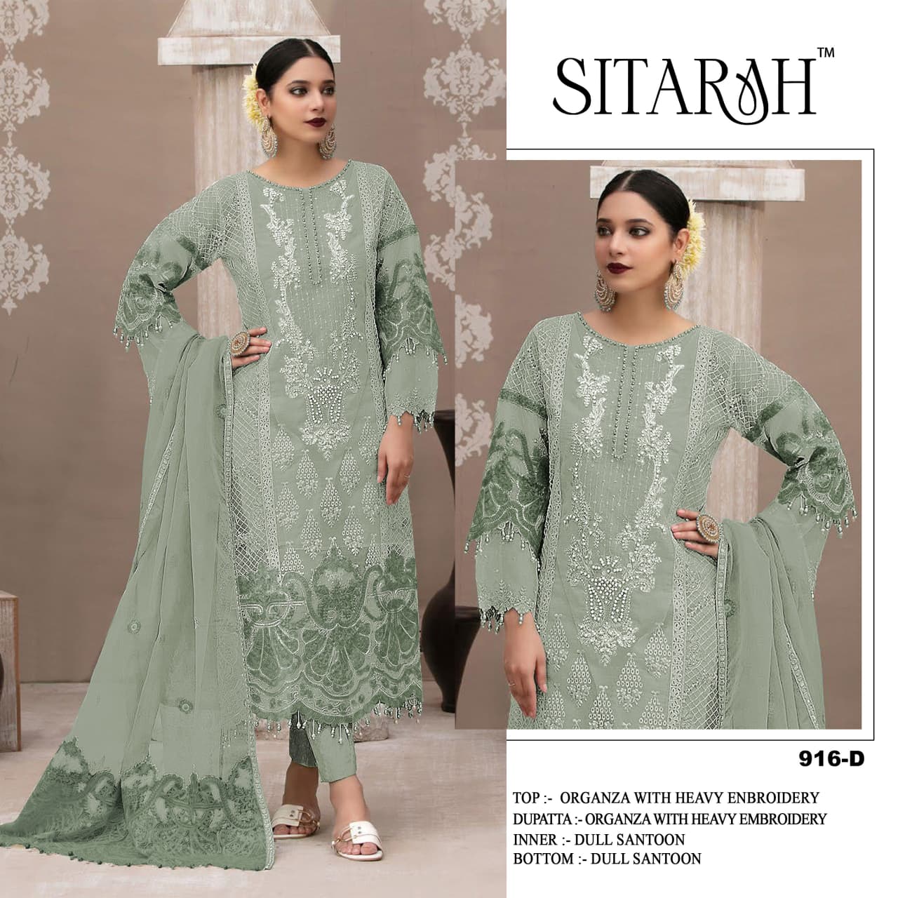 Organza Embroidered Kurta Set