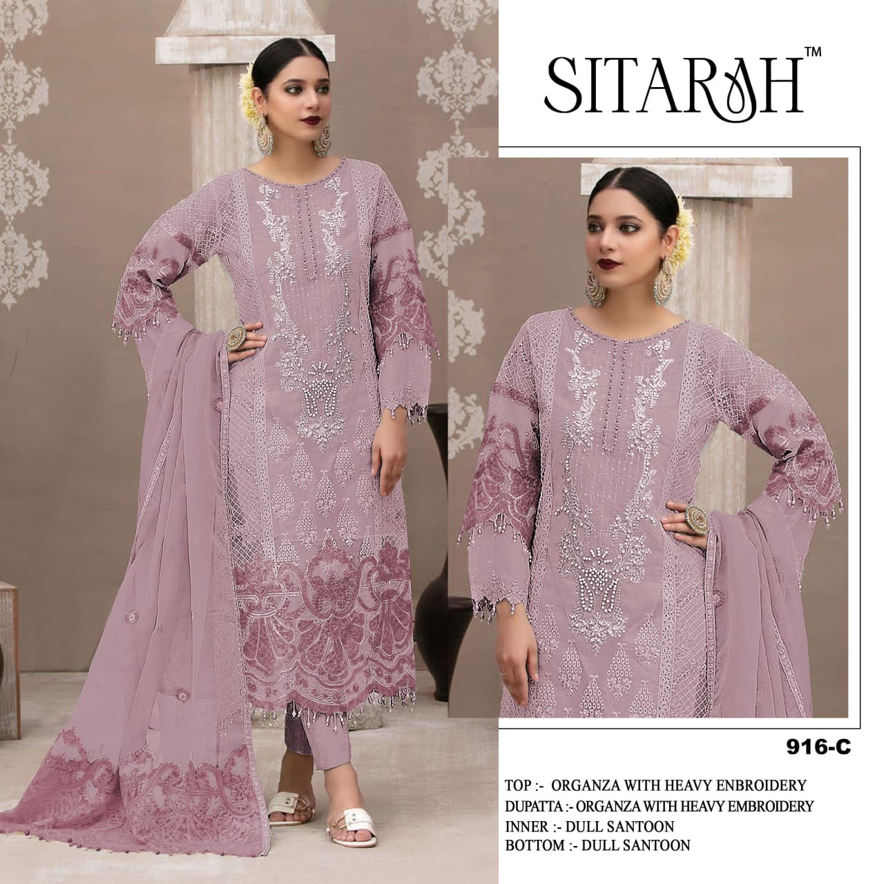 Organza Embroidered Kurta Set