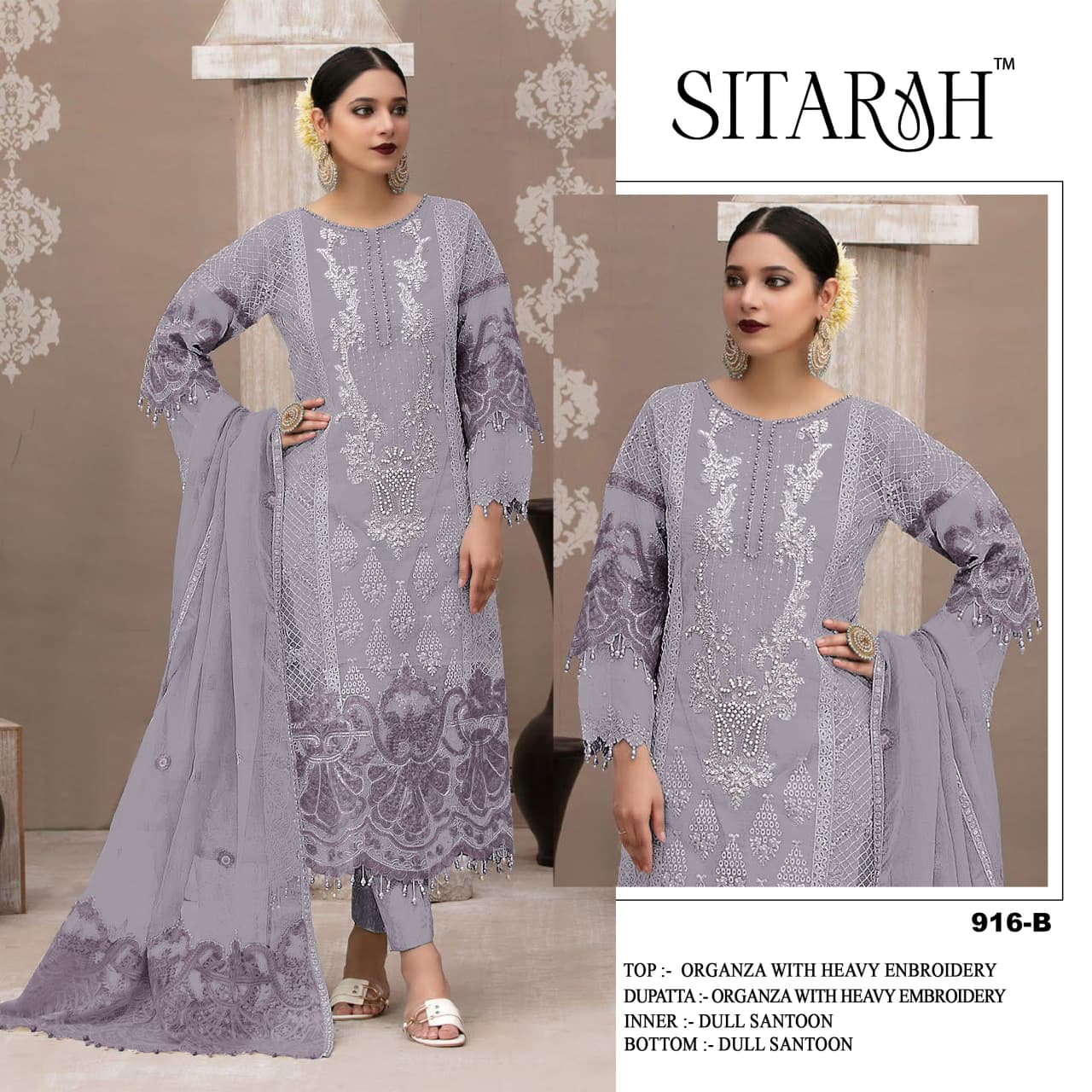 Organza Embroidered Kurta Set