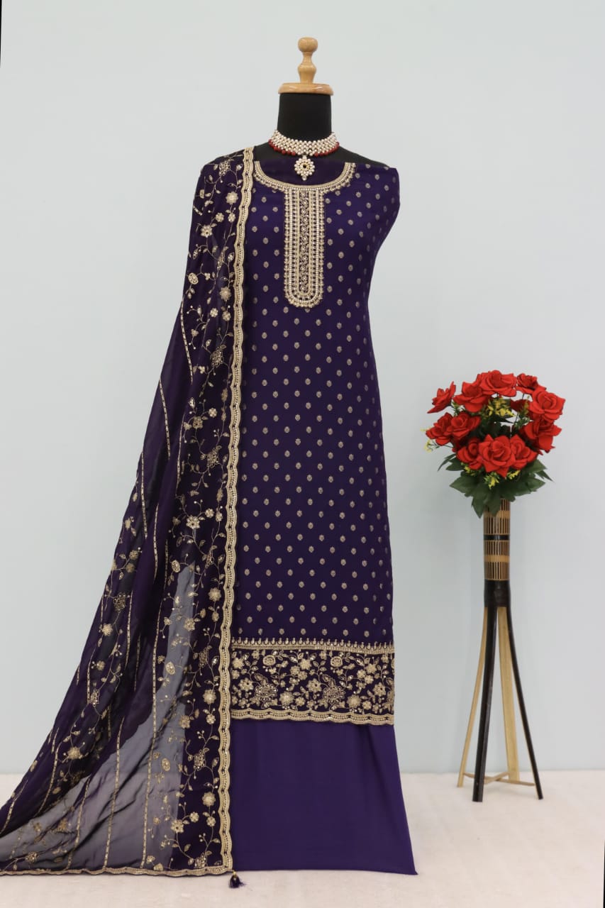 Embroidered Silk Salwar Kameez