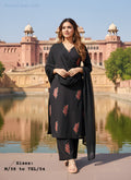Black Printed Kurta Pant Set with Dupatta