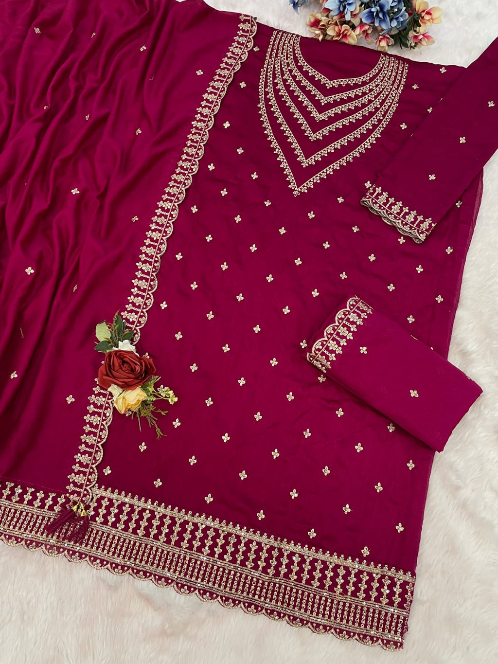 Vichitra  Embroidered Work Salwar Suit for Ceremonial @F