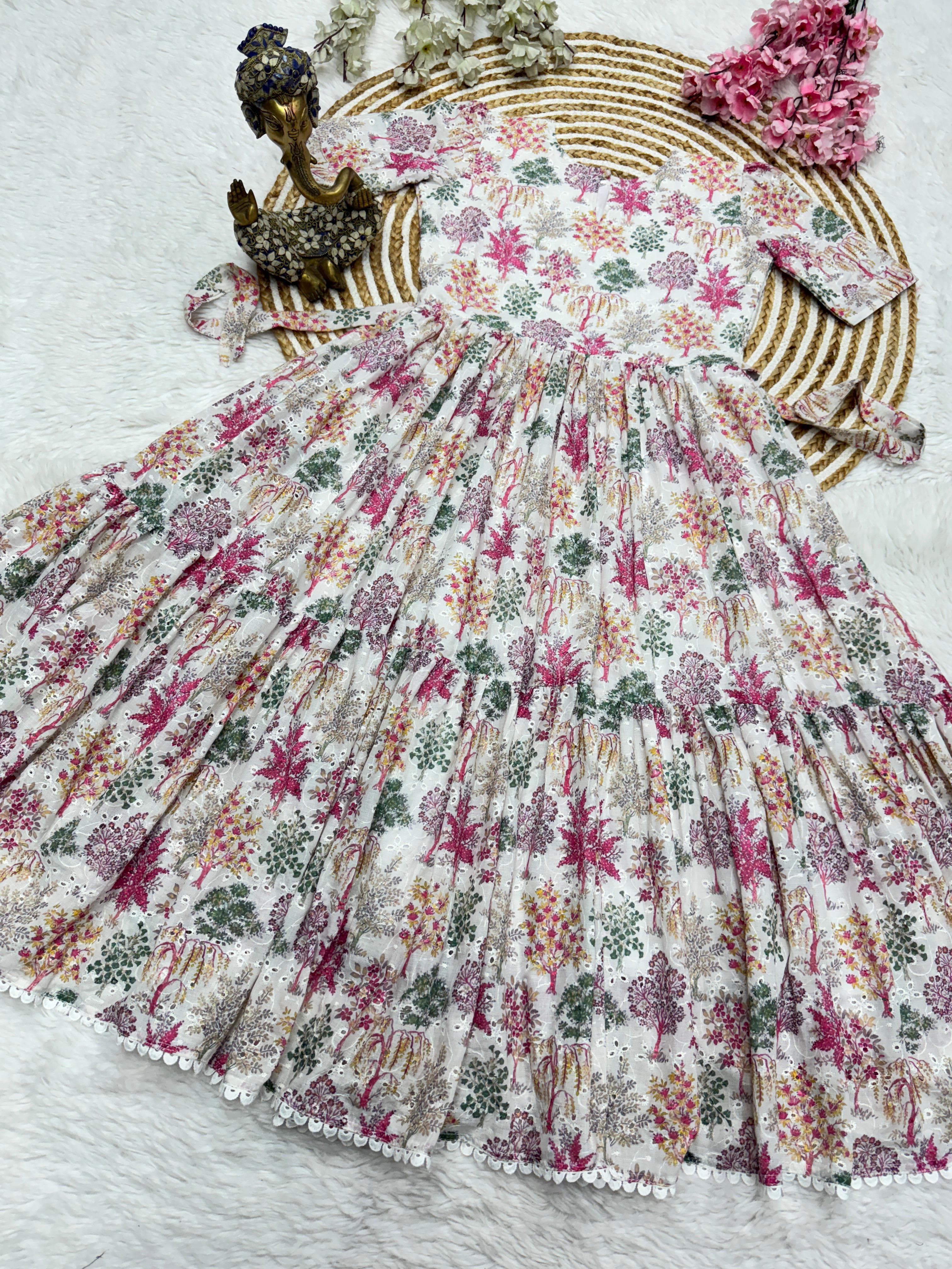 Elegant Cotton Western Maxi–Midi Floral Dress for Women | Soft & Breathable All-Day Comfort @f