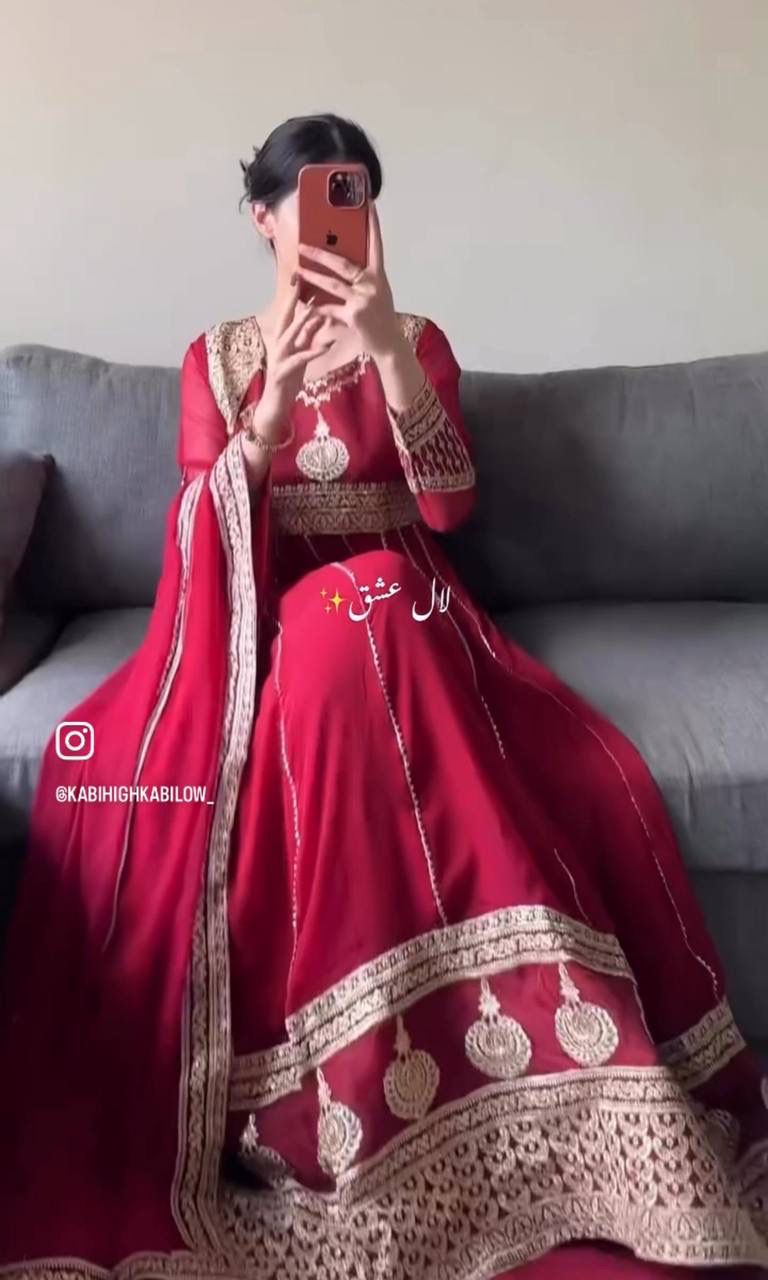 Embroidered Georgette Gown With Dupatta