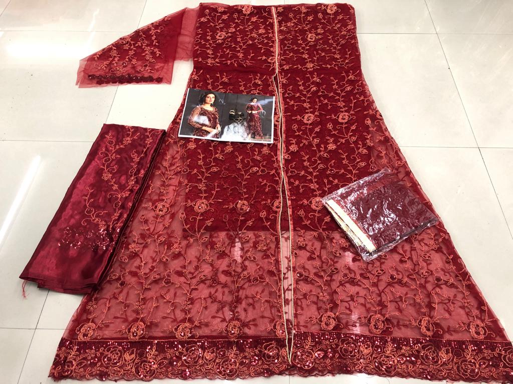 KANAKFAB Women's Net Semi Stitched Pakistani Salwar Suit ( Free Size)