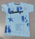 Cotton Blend Round Neck Printed T-Shirt for Boys (Sky Blue, 2-3 Years)