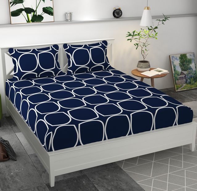 Premium MICROFIBER ELASTIC FITTED DOUBLE BEDSHEET WITH TWO PILLOW COVERS (70X76X6 Inches)