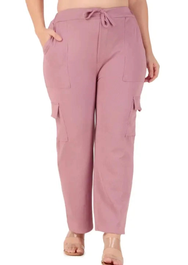 Cotton Blend Straight Fit Trouser for Women (Peach, S)