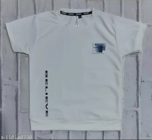 Cotton Blend Round Neck Printed T-Shirt for Boys (Grey, 3-4 Years)