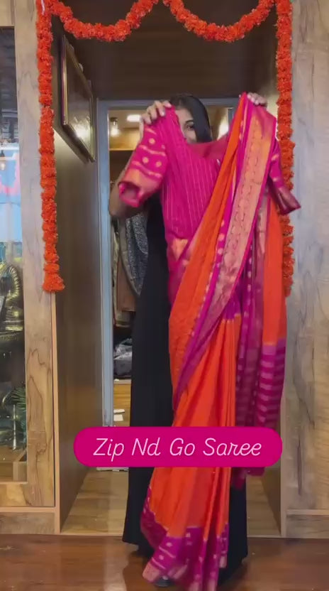 Jequard Zip Nd Go Saree