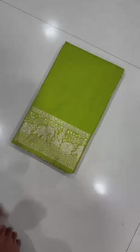 Women's Kanchivaram Paithani Silk Saree With Unstitched Blouse Piece