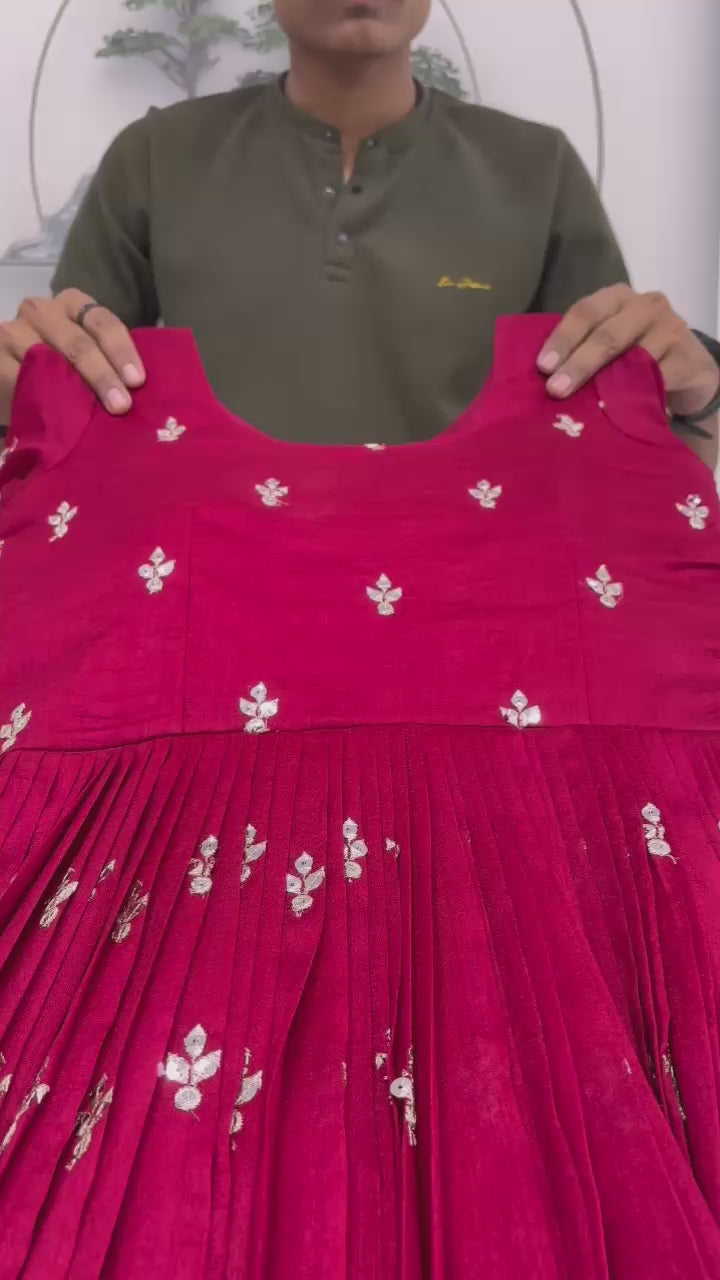 Anarkali Gown Pure Vichitra Silk