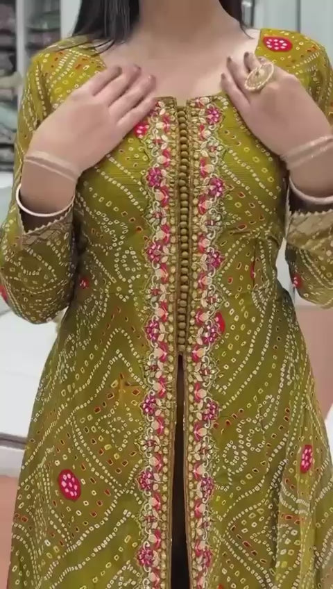 NEW DESIGNER HEAVY FUAX GEORGETTE FANCY CUT TOP WITH PLAZZO SUIT SET@f