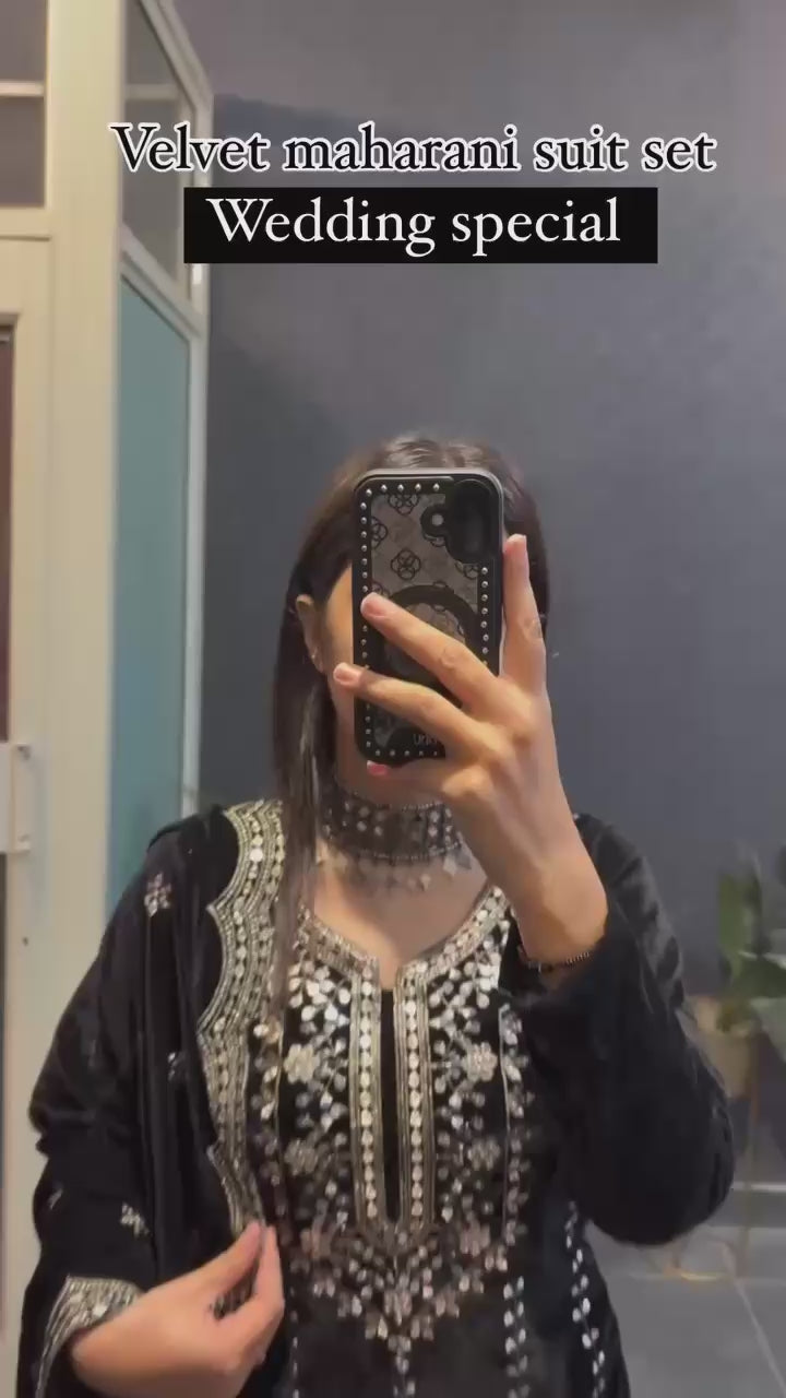 Presenting New Velvet Top -Pent &nbsp;Dupatta Set Fully Stitched Ready To Wear@F