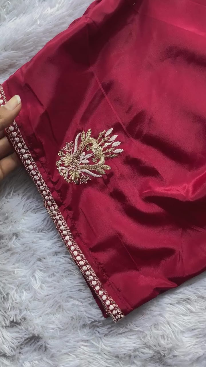 VELVET DESIGNER WEAR KURTA SALWAAR PAIR WITH SEQUENCE EMBROIDERY WORK @F