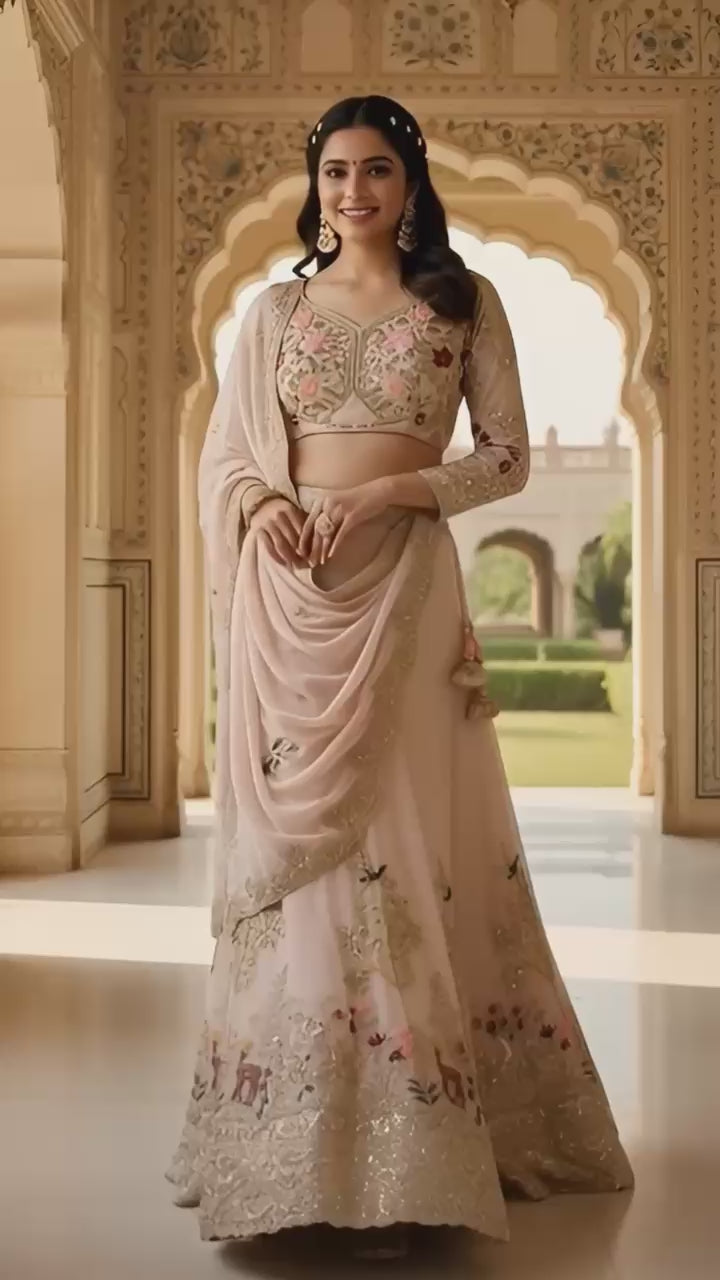 Flared Faux Georgette Lehenga@F