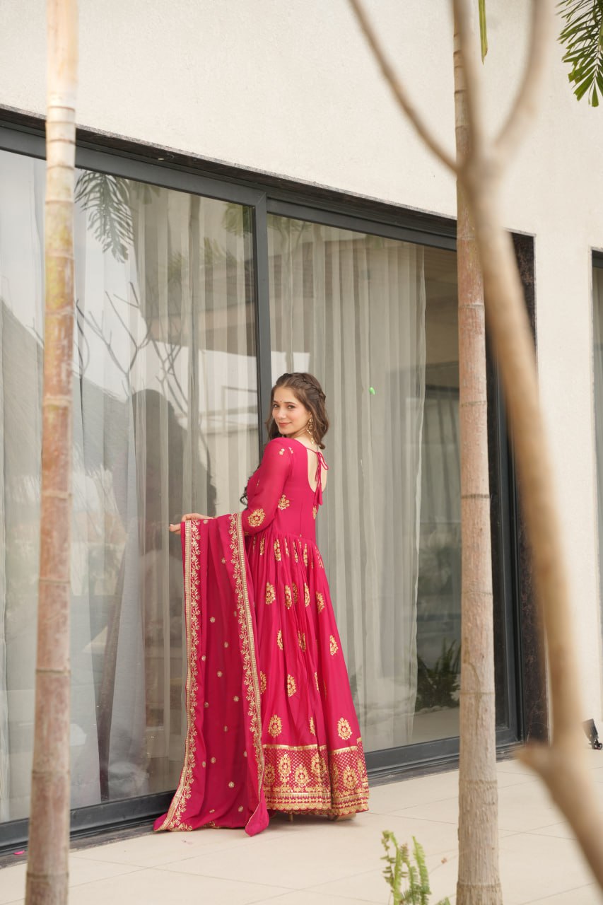 Premium-Readymade Designer Gown with Embroidered work