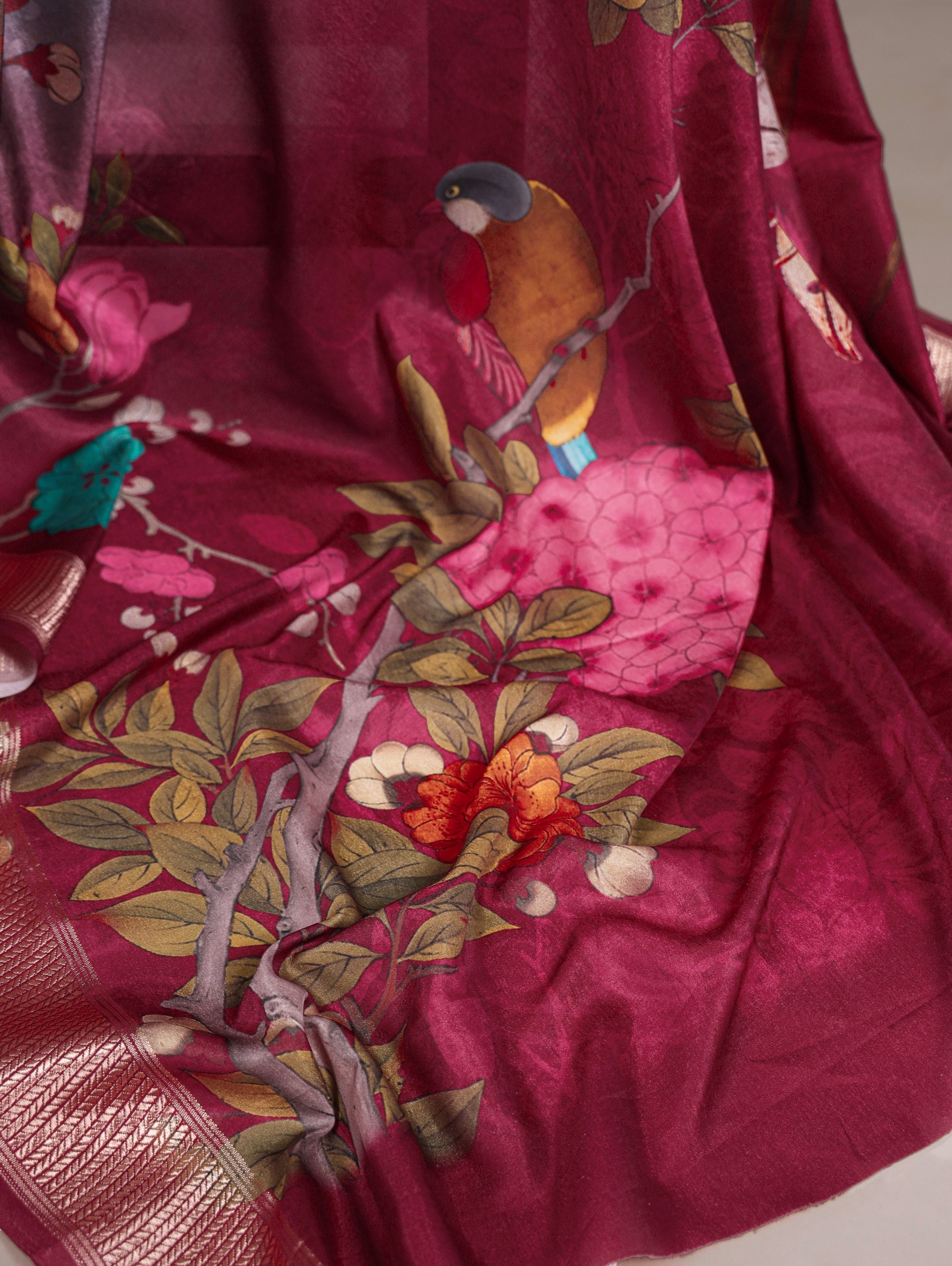 Elegant Tussar Silk Saree with Viscose Border | Lightweight & Festive-Ready