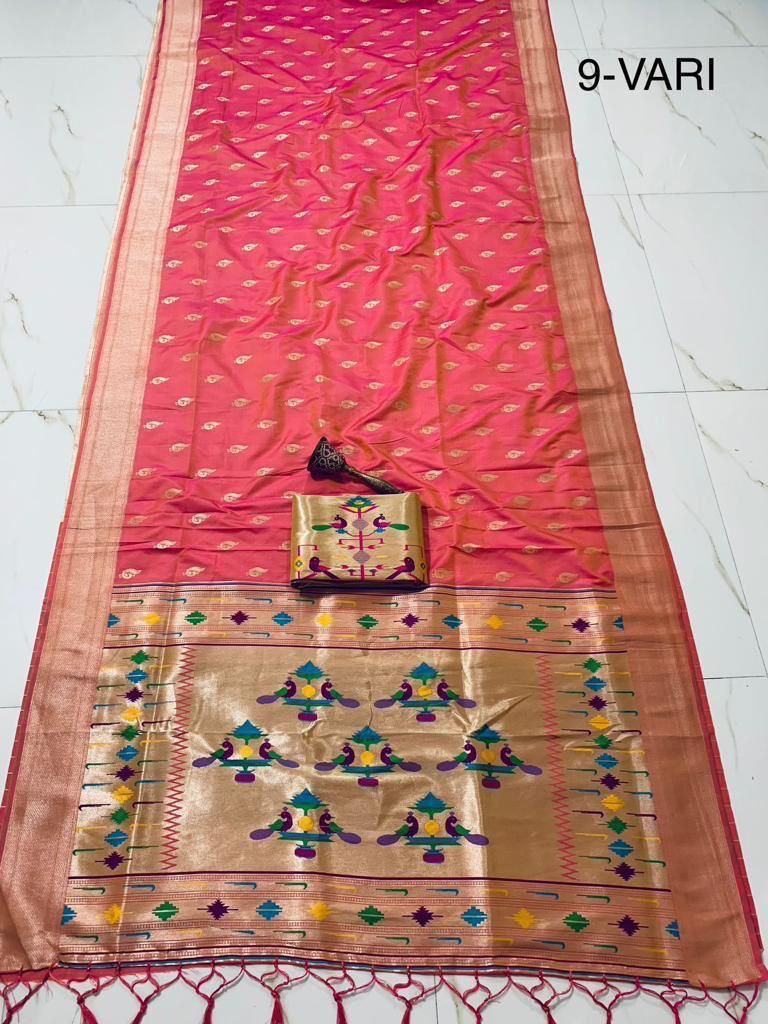 Women's Kanchivaram Paithani Silk Saree With Unstitched Blouse Piece