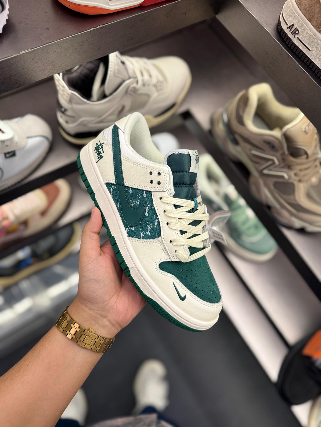 NIKE SB DUNK STUSSY WHITE DARK GREEN 2025