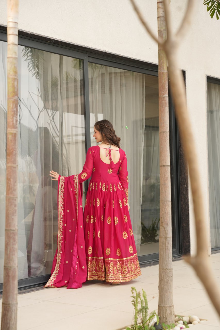 Premium-Readymade Designer Gown with Embroidered work