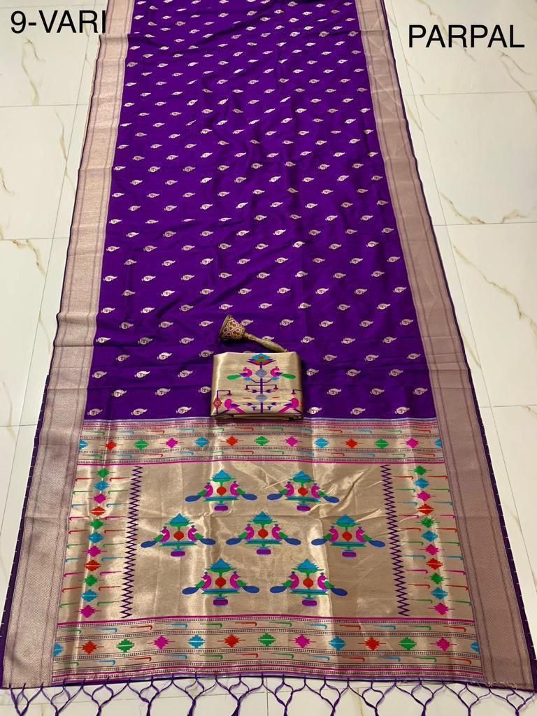 Women's Kanchivaram Paithani Silk Saree With Unstitched Blouse Piece