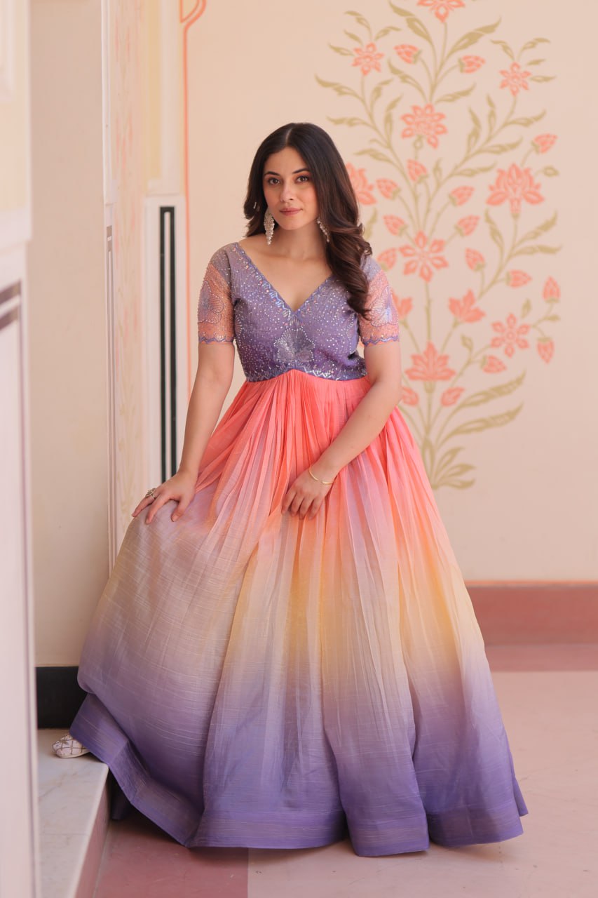 Premium Shades Readymade Gown Designer Look Omegre