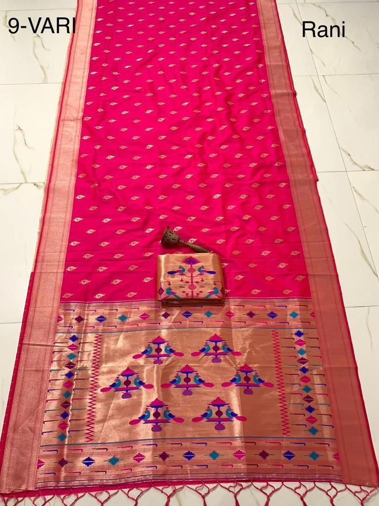 Women's Kanchivaram Paithani Silk Saree With Unstitched Blouse Piece