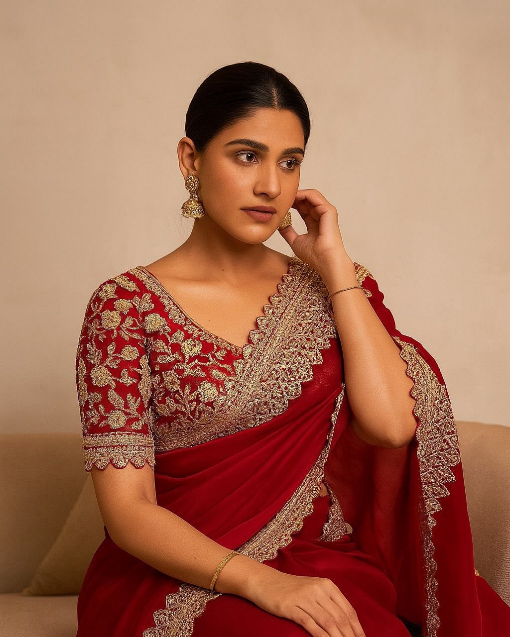 fancy Fendy satin fabric saree