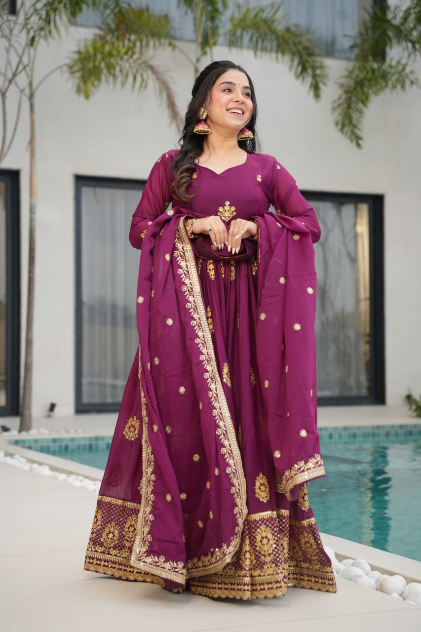 Premium-Readymade Designer Gown with Embroidered work