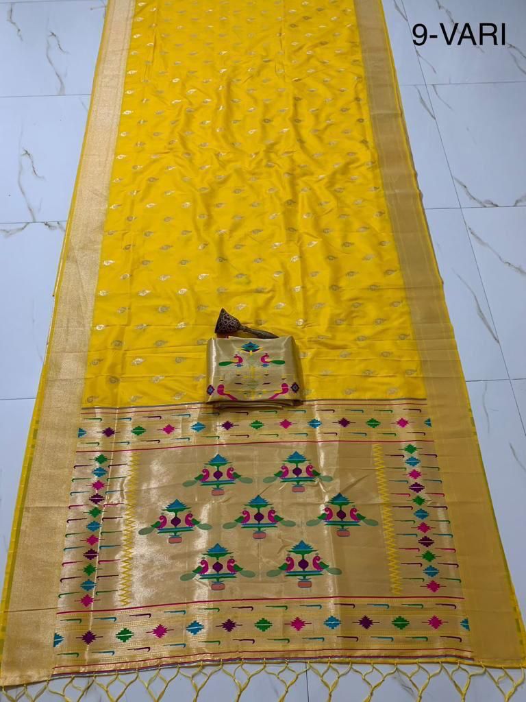 Women's Kanchivaram Paithani Silk Saree With Unstitched Blouse Piece
