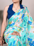 Grey Blooming floral design Soft Touch Silk-Saree