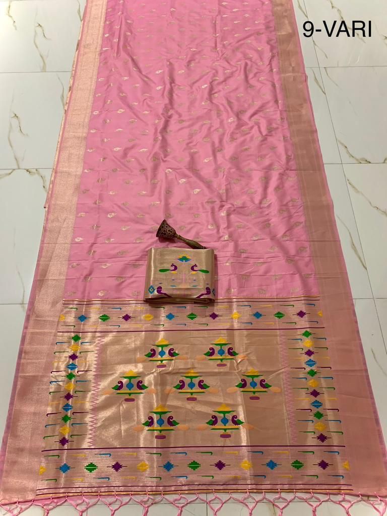 Women's Kanchivaram Paithani Silk Saree With Unstitched Blouse Piece