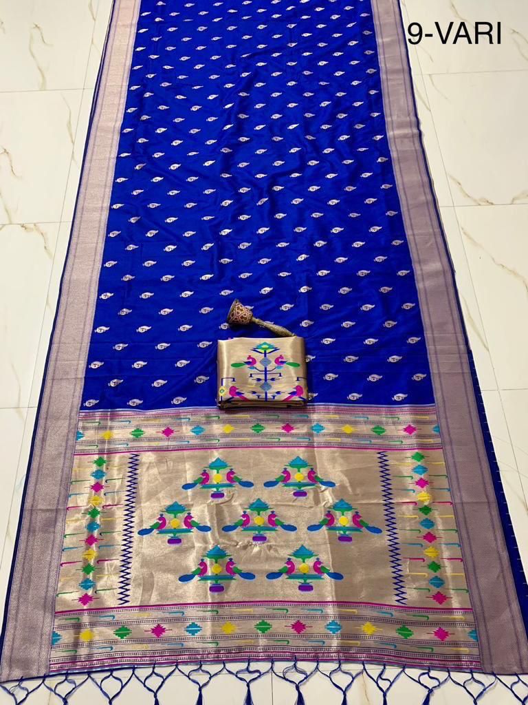 Women's Kanchivaram Paithani Silk Saree With Unstitched Blouse Piece