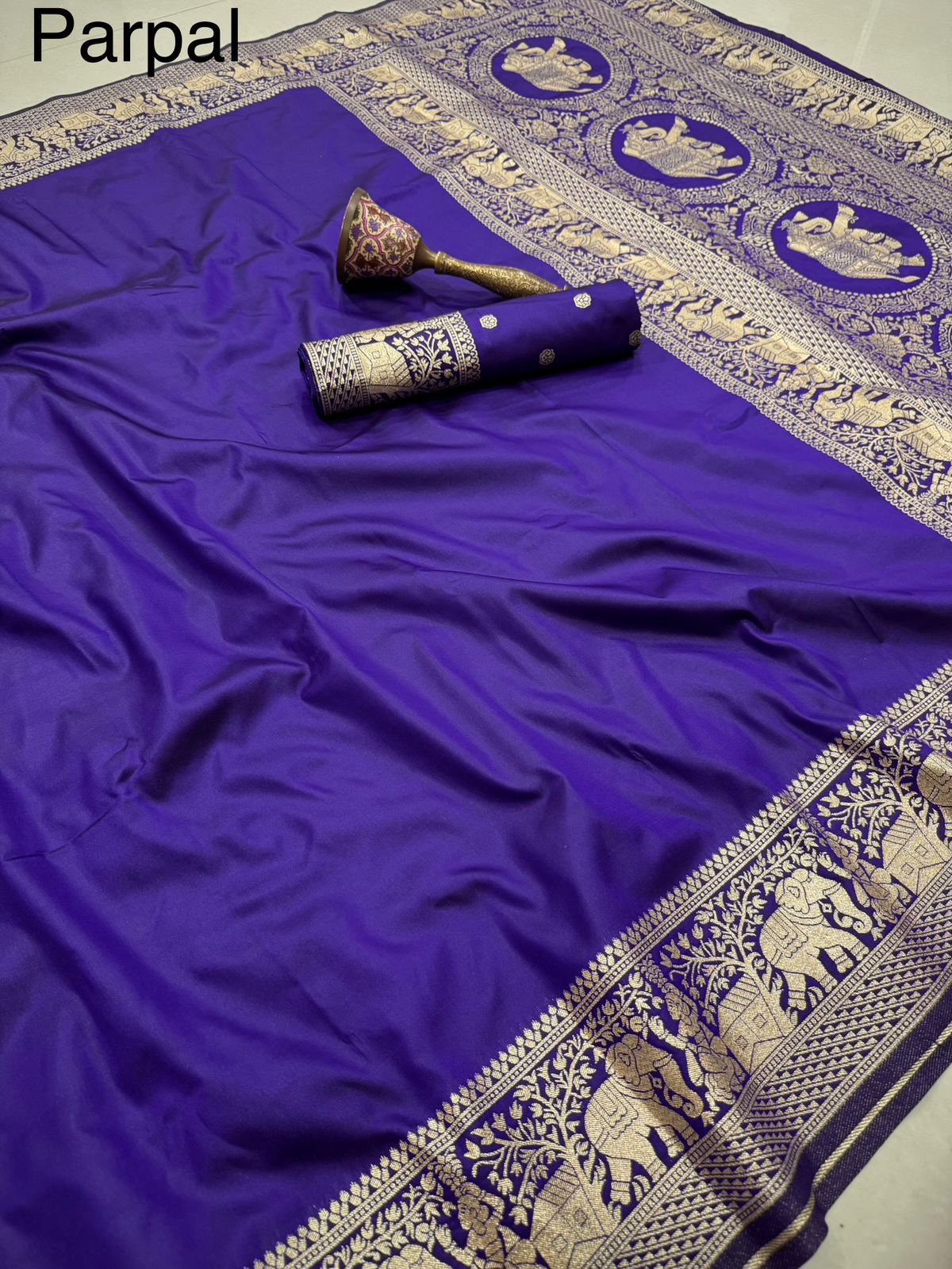 Women's Kanchivaram Paithani Silk Saree With Unstitched Blouse Piece