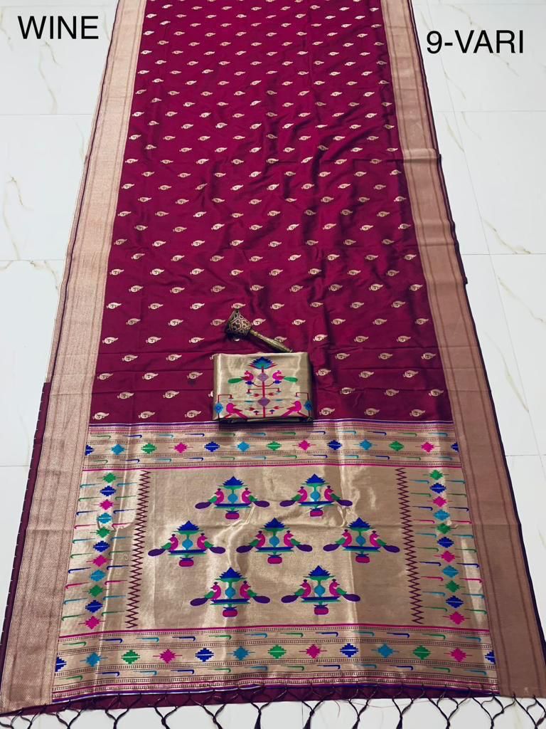 Women's Kanchivaram Paithani Silk Saree With Unstitched Blouse Piece