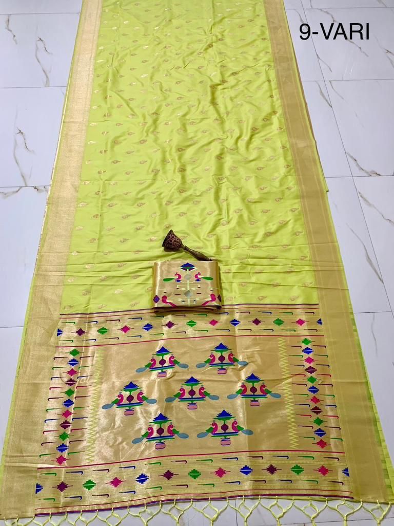 Women's Kanchivaram Paithani Silk Saree With Unstitched Blouse Piece
